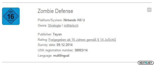 1412-23 Zombie Defense USK Wii U 1