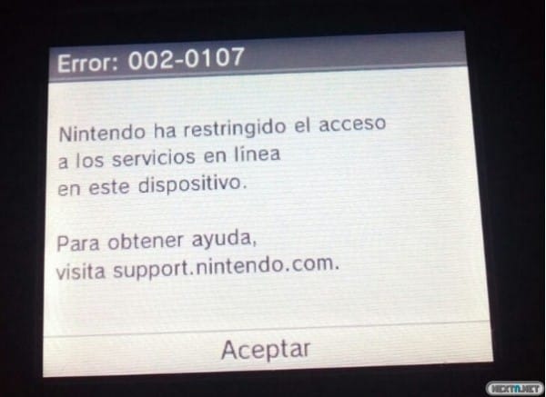 1601-25 Nintendo se pone seria con el error 002-0107 baneando las 3DS piratas 02