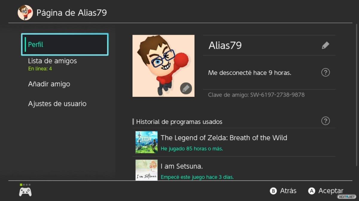 Registro horas NIntendo Switch