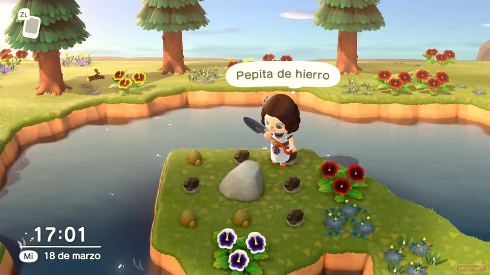 Guía Animal Crossing New Horizons truco golpear piedra