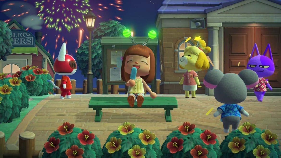 Animal Crossing New Horizons fuegos artificiales