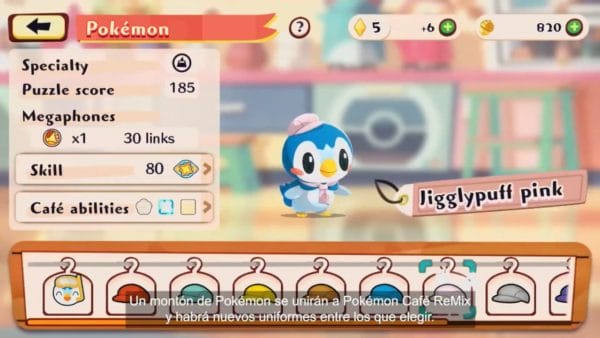 Pokémon Café Remix atuendos