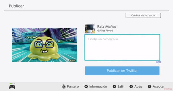 Nintendo Switch actualización 13.0.0 Twitter caracteres