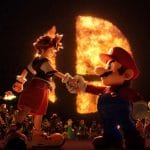 Sora dando la mano a Mario en Super Smash Bros. Ultimate