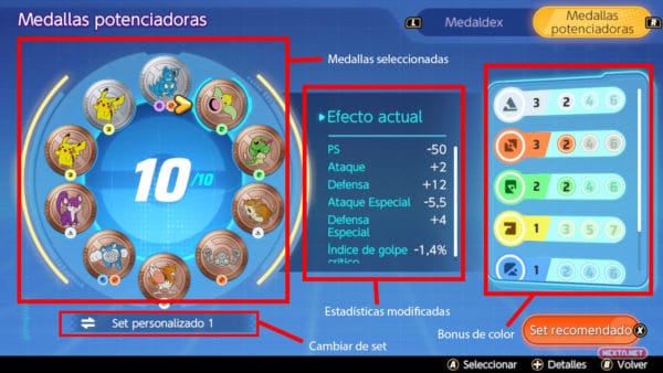 Pokémon UNITE tutorial medallas potenciadoras