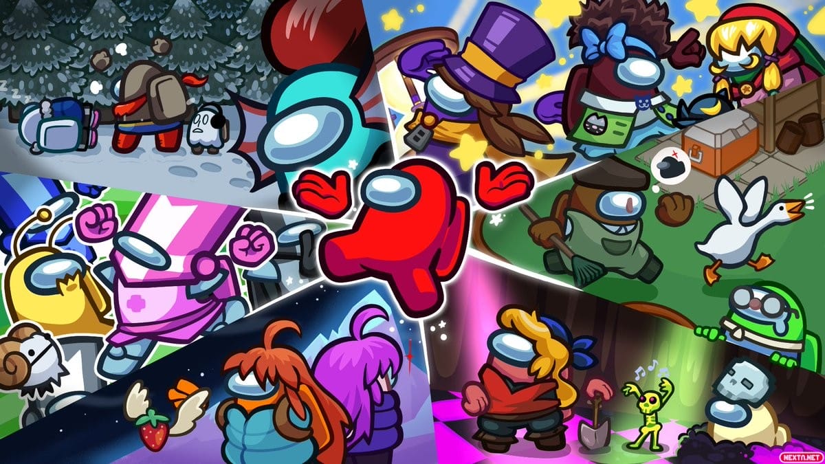 Among Us Colaboración indie Cosmicube A Hat in Time untitled Goos Game Crypt of the Necrodancer Celste Castle Crashers,Alien Hominid Undertale