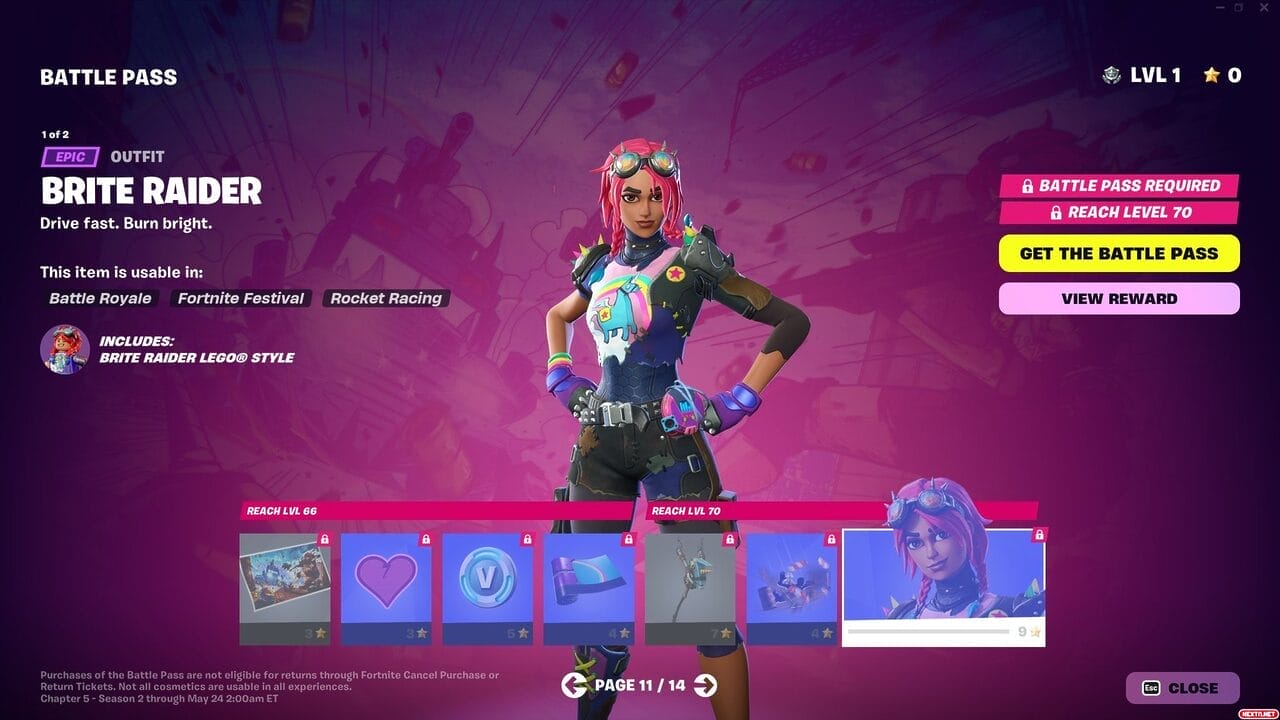 Fortnite Capitulo 5 Temporada 3 Desenfreno pase de batalla Bombardera renegada