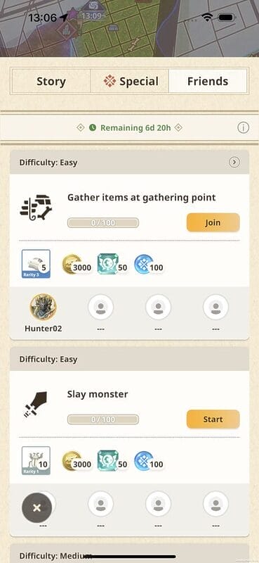 Monster Hunter NOW Baile en la Tempestad petición amistad