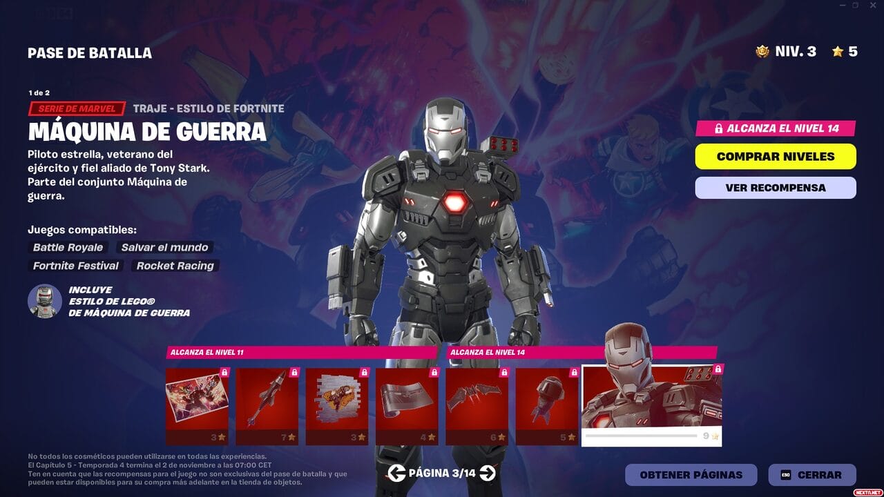 Fortnite Capitulo 5 Temporada 4 Alerta Doom Pase de Batalla Máquina de Guerra War machine