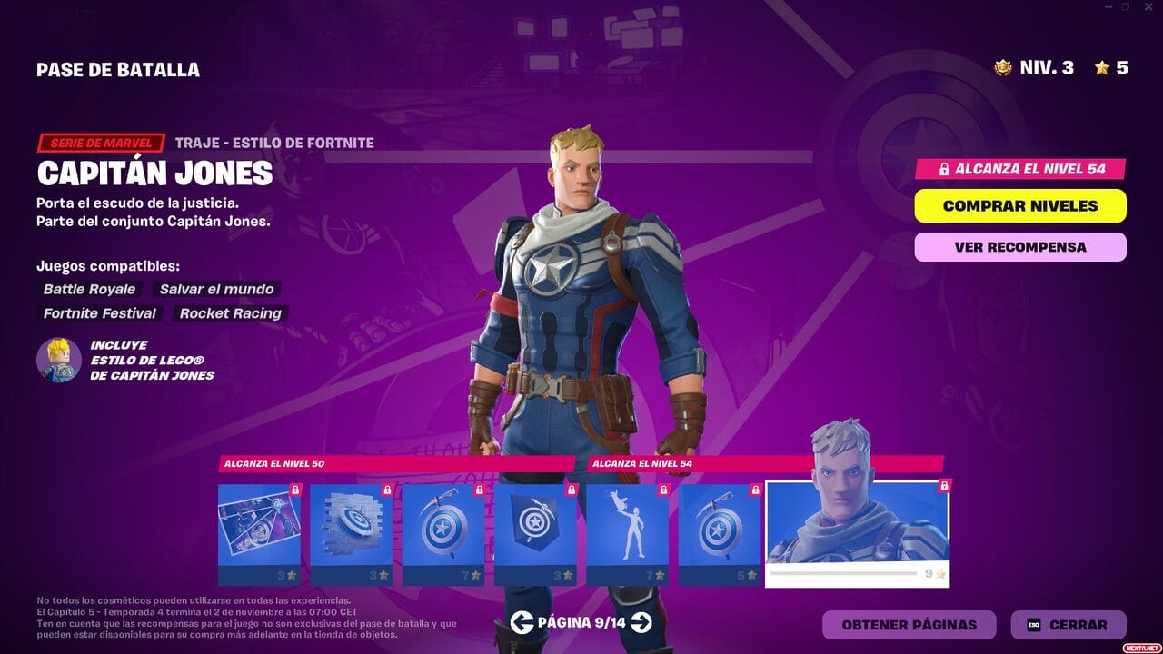 Fortnite Capitulo 5 Temporada 4 Alerta Doom Pase de Batalla Capitán Jones Captain Jones