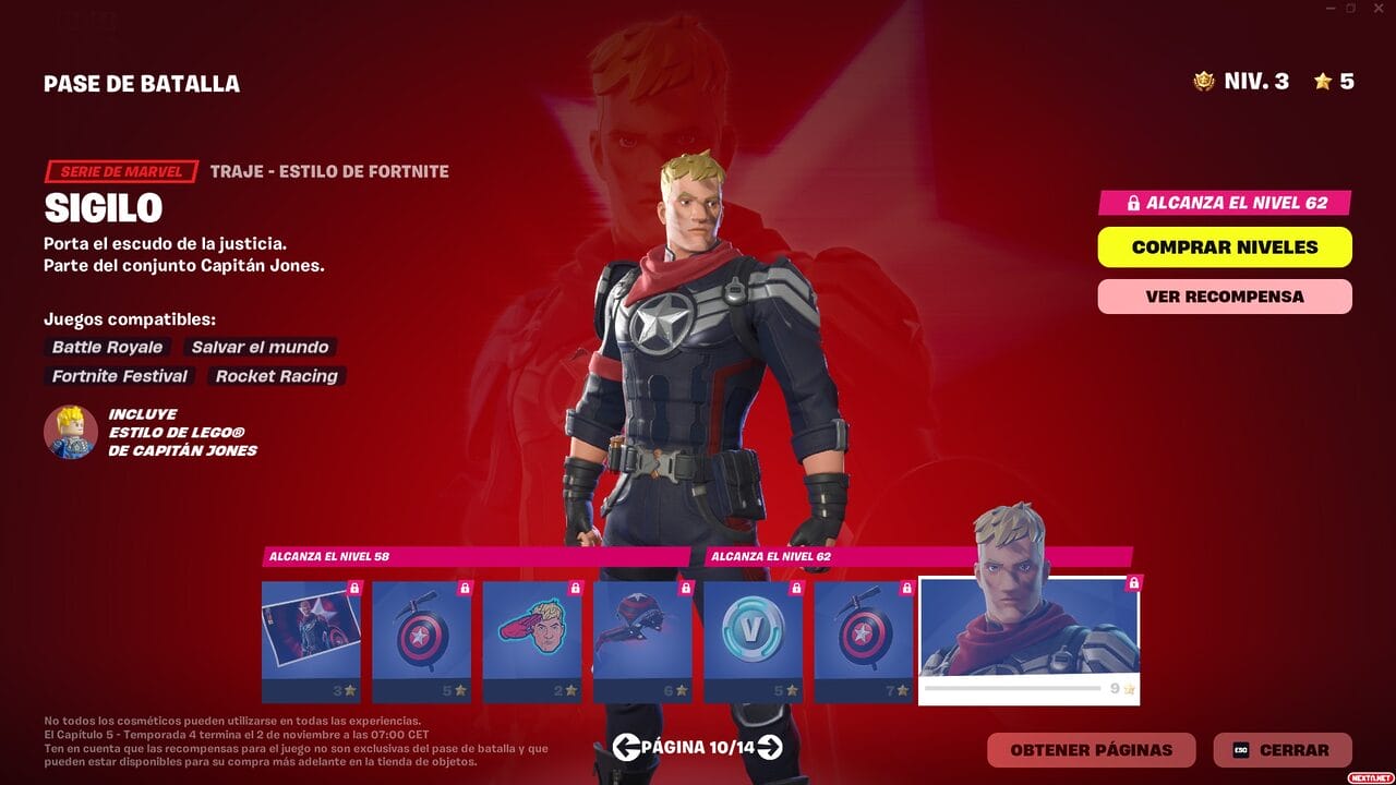 Fortnite Capitulo 5 Temporada 4 Alerta Doom Pase de Batalla Capitán Jones Captain Jones