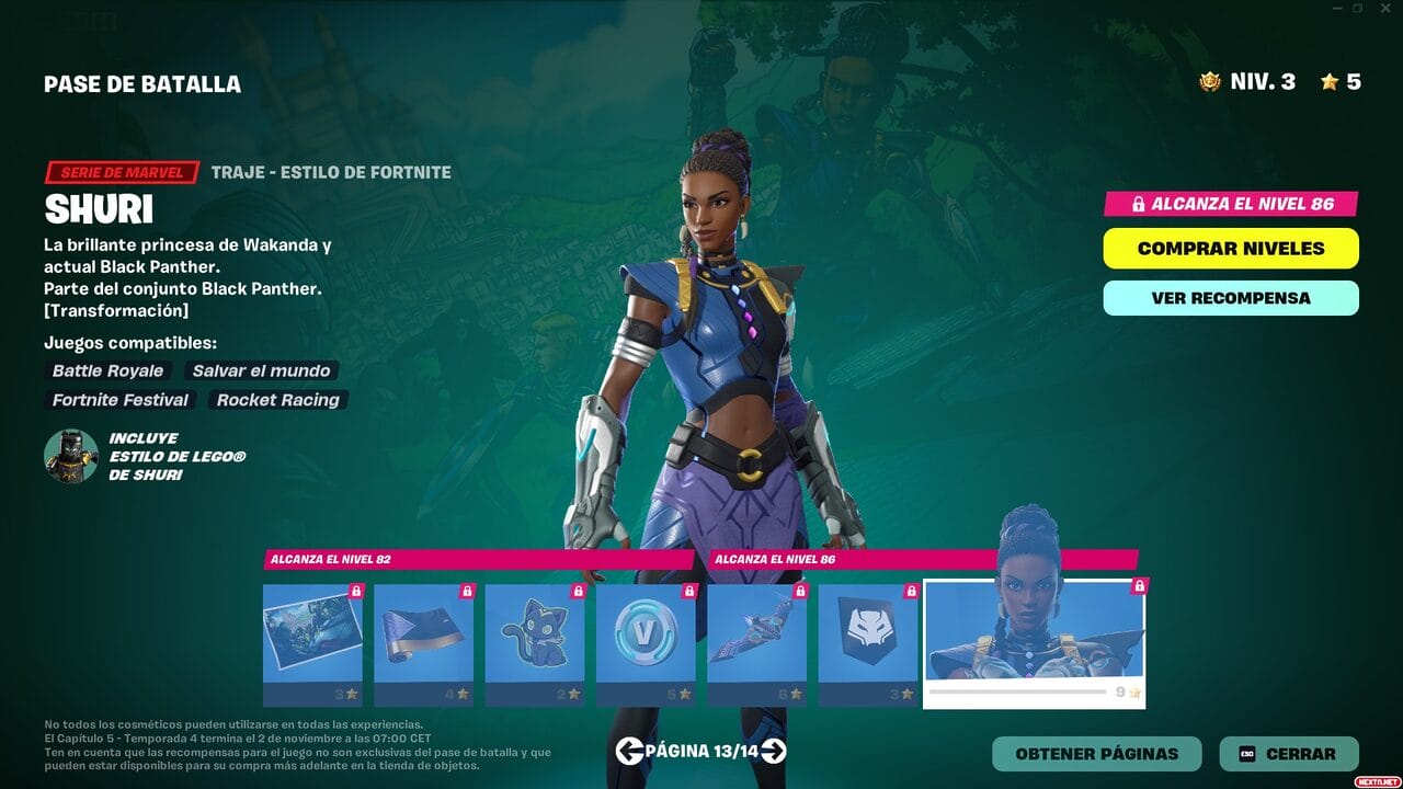 Fortnite Capitulo 5 Temporada 4 Alerta Doom Pase de Batalla Shuri