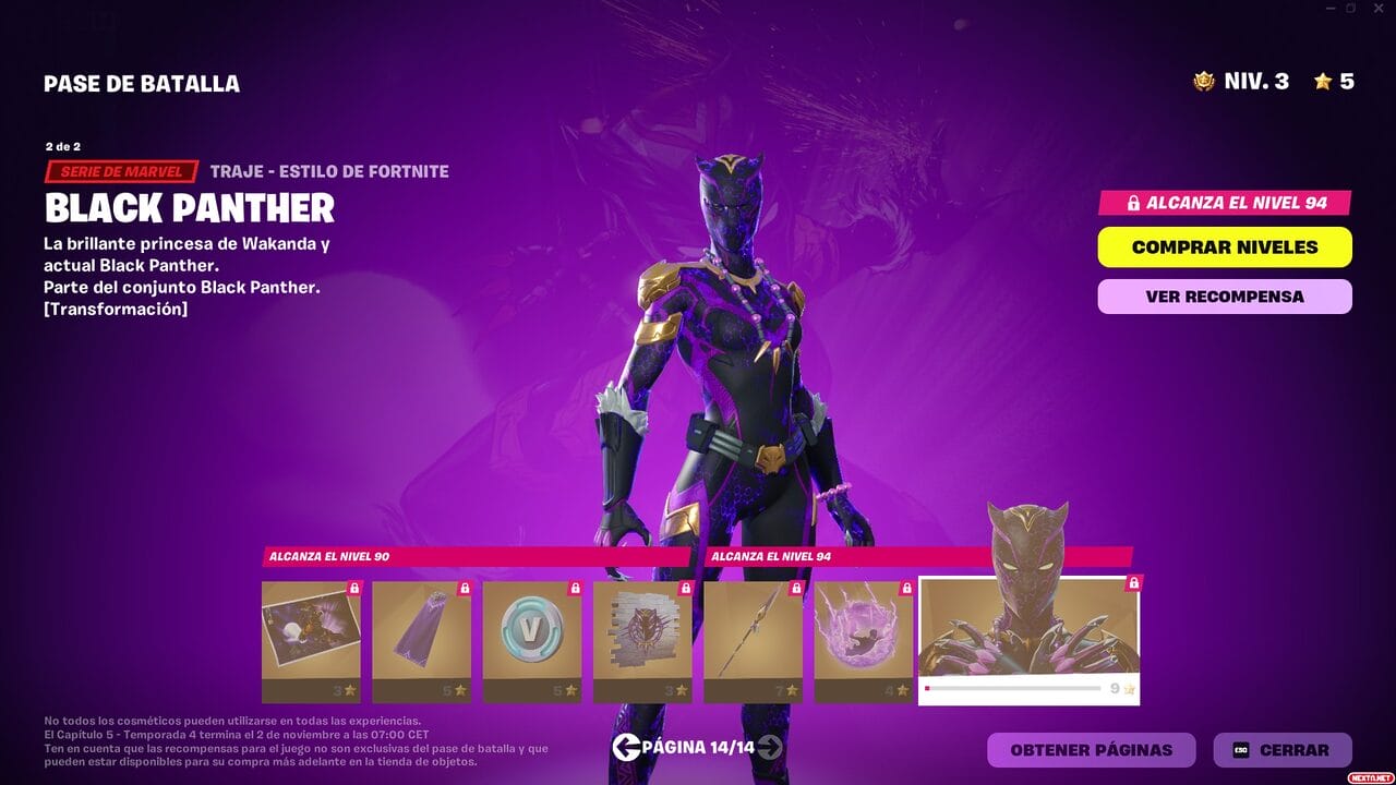 Fortnite Capitulo 5 Temporada 4 Alerta Doom Pase de Batalla Shuri Black Panther