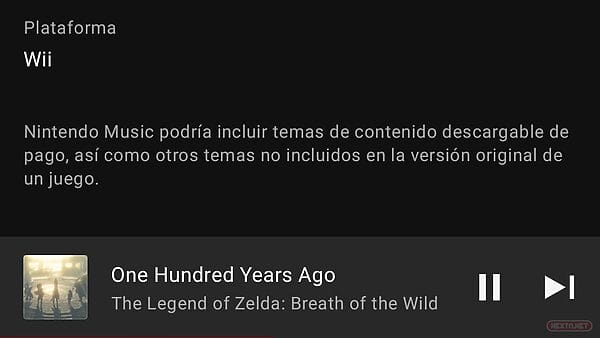 Nintendo Music advertencia contenido de pago