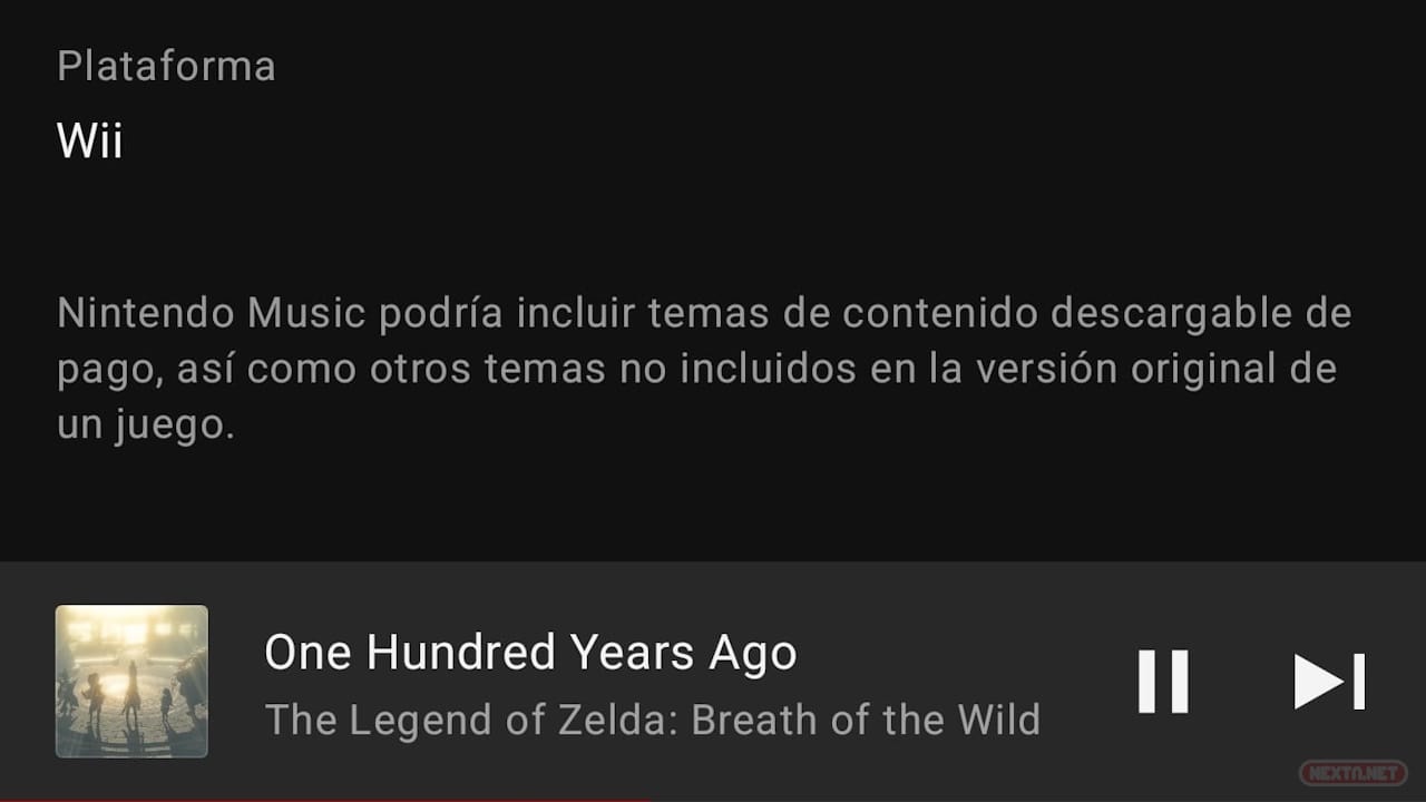 Nintendo Music advertencia contenido de pago