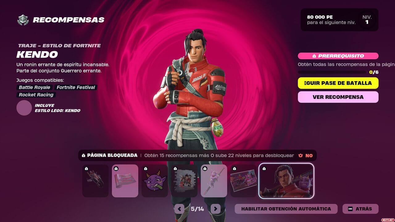 Fortnite Capitlo 6 Temporada 1 Cazademonios Pase de Batalla Kendo