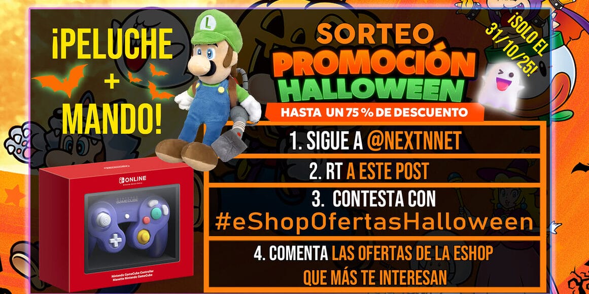 Sorteo ofertas eShop Halloween 2025 peluche Luigi succionaentes Mando Nintendo GameCube Nintendo Switch 2