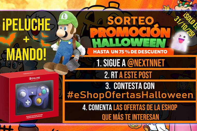 Sorteo ofertas eShop Halloween 2025 peluche Luigi succionaentes Mando Nintendo GameCube Nintendo Switch 2