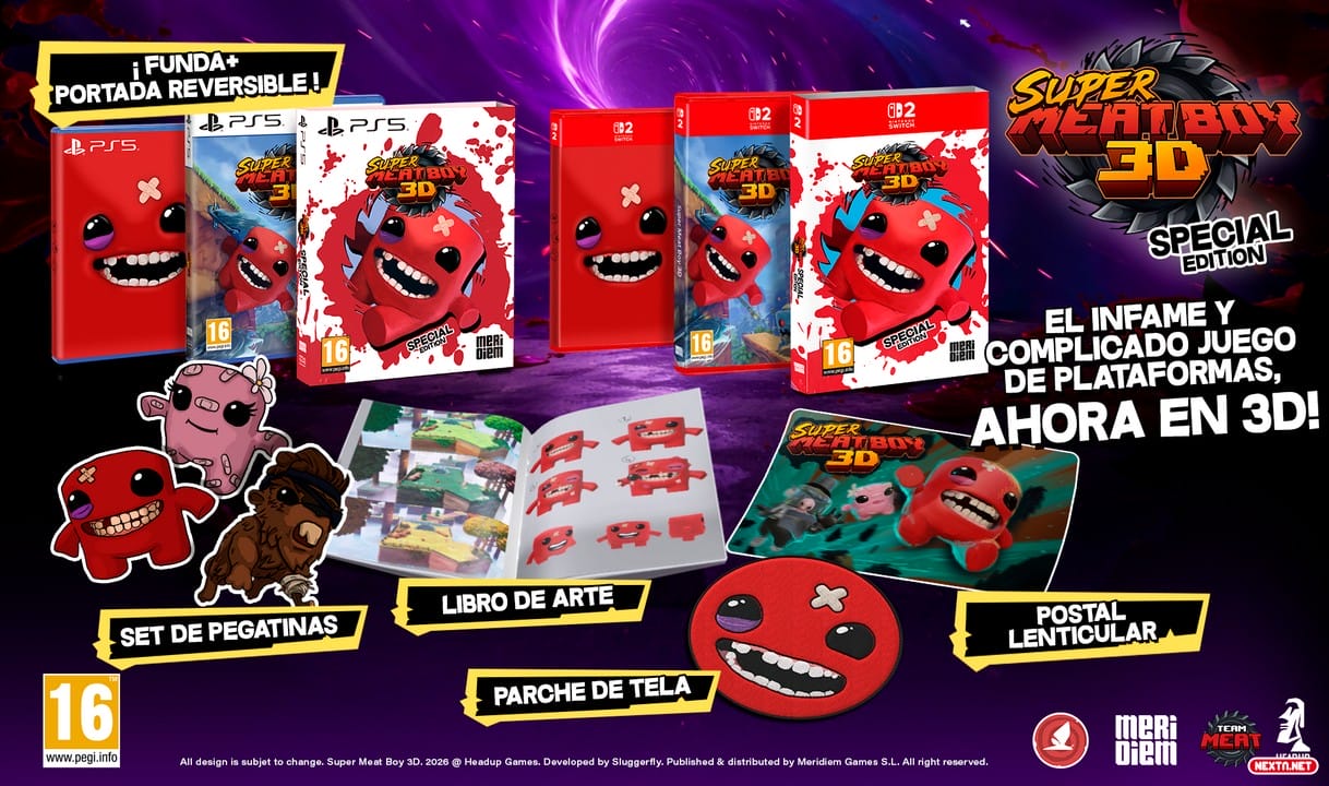 Super Meat Boy 3D Formato Físico Anunciado Nintendo Switch 2 PS5 Junio 2026
