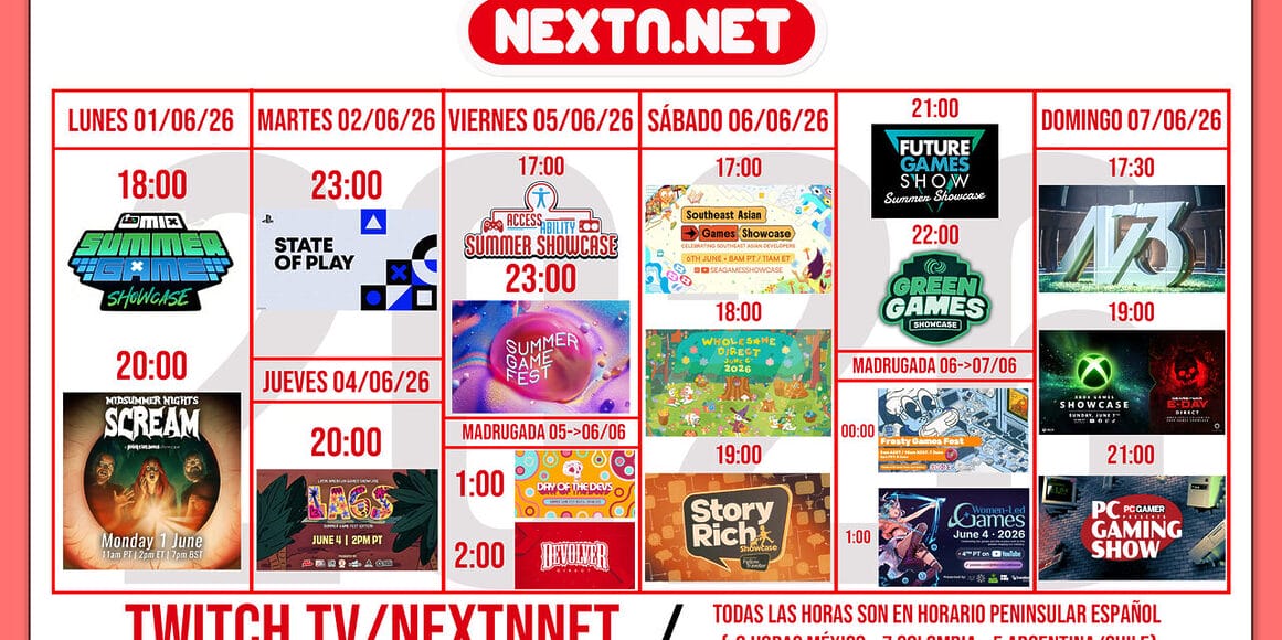 Cuadrante NO E3 Summer Game Fest 2026 todas las presentaciones