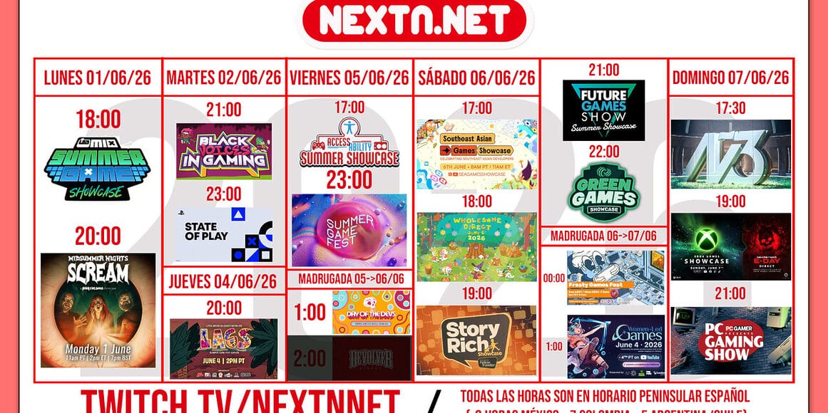 Cuadrante NO E3 Summer Game Fest 2026 todas las presentaciones conferencias