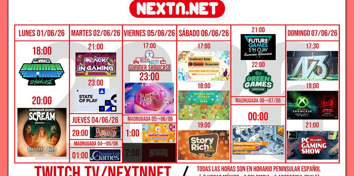 Cuadrante NO E3 Summer Game Fest 2026 todas las presentaciones conferencias