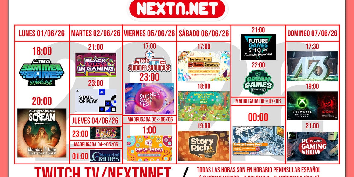 Cuadrante NO E3 Summer Game Fest 2026 todas las presentaciones conferencias DEFINITIVO